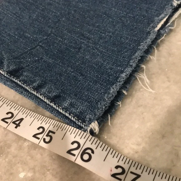 Mavis Boyfriend Jeans Womens 27 Blue Emma Raw Hem Caual Boho Designer Minimalist - Picture 10 of 11